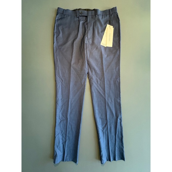 New Calvin Klein Men's Blue Fit Dress Pants 100% Wool Suit Separates‎ 36x34 - Picture 2 of 8